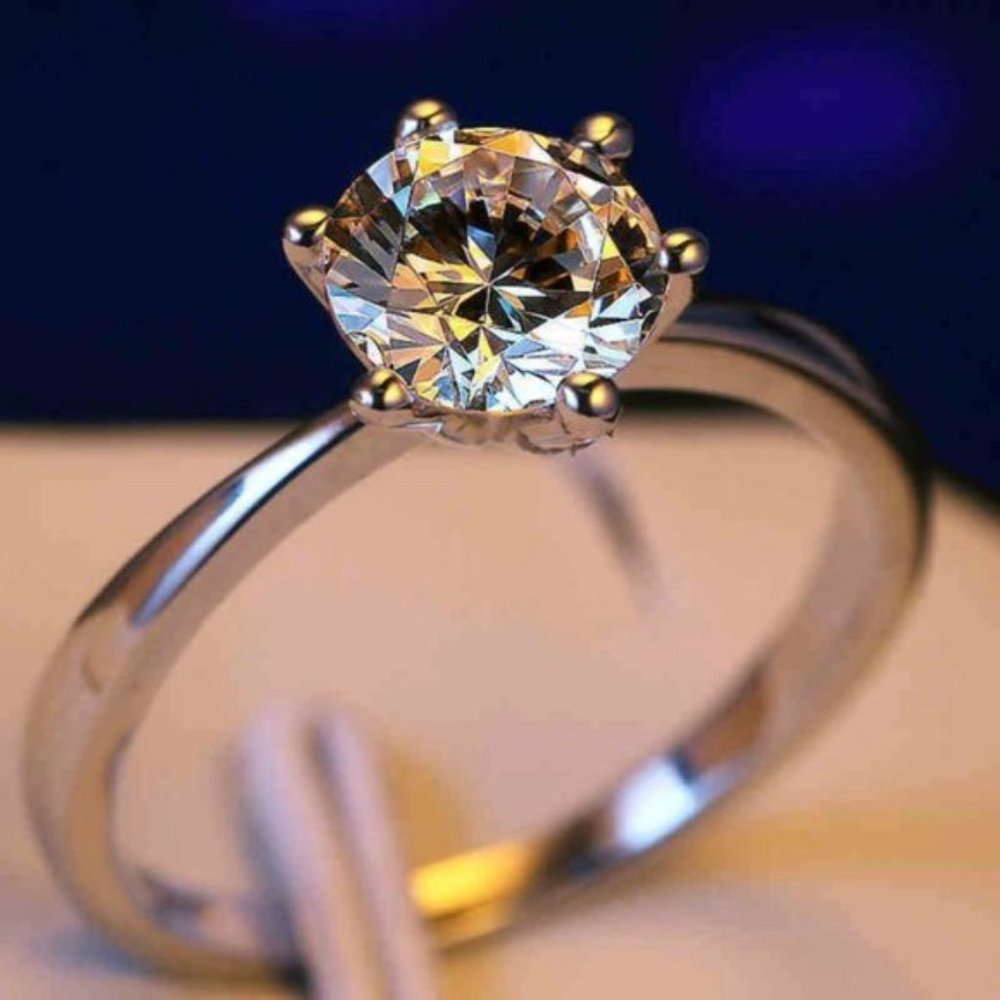 NEW 1ct Solitaire Diamond 925 Sterling Silver Ring